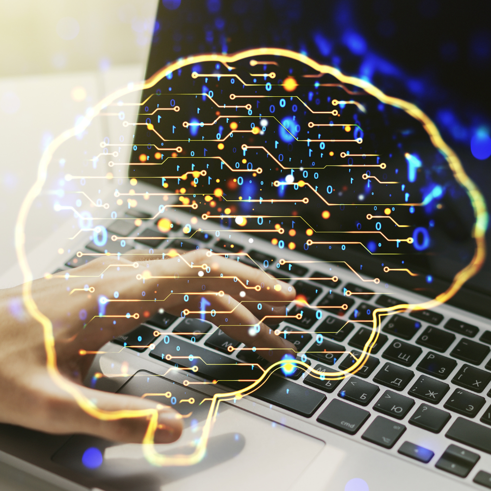 Machine learning analytics on financial data. Technology interface showing machine learning processes in fintech